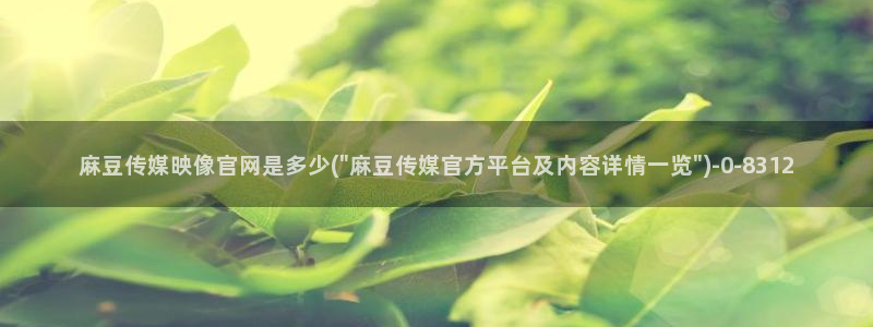 麻豆视频 更新推荐：麻豆传媒映像官网是多少(\